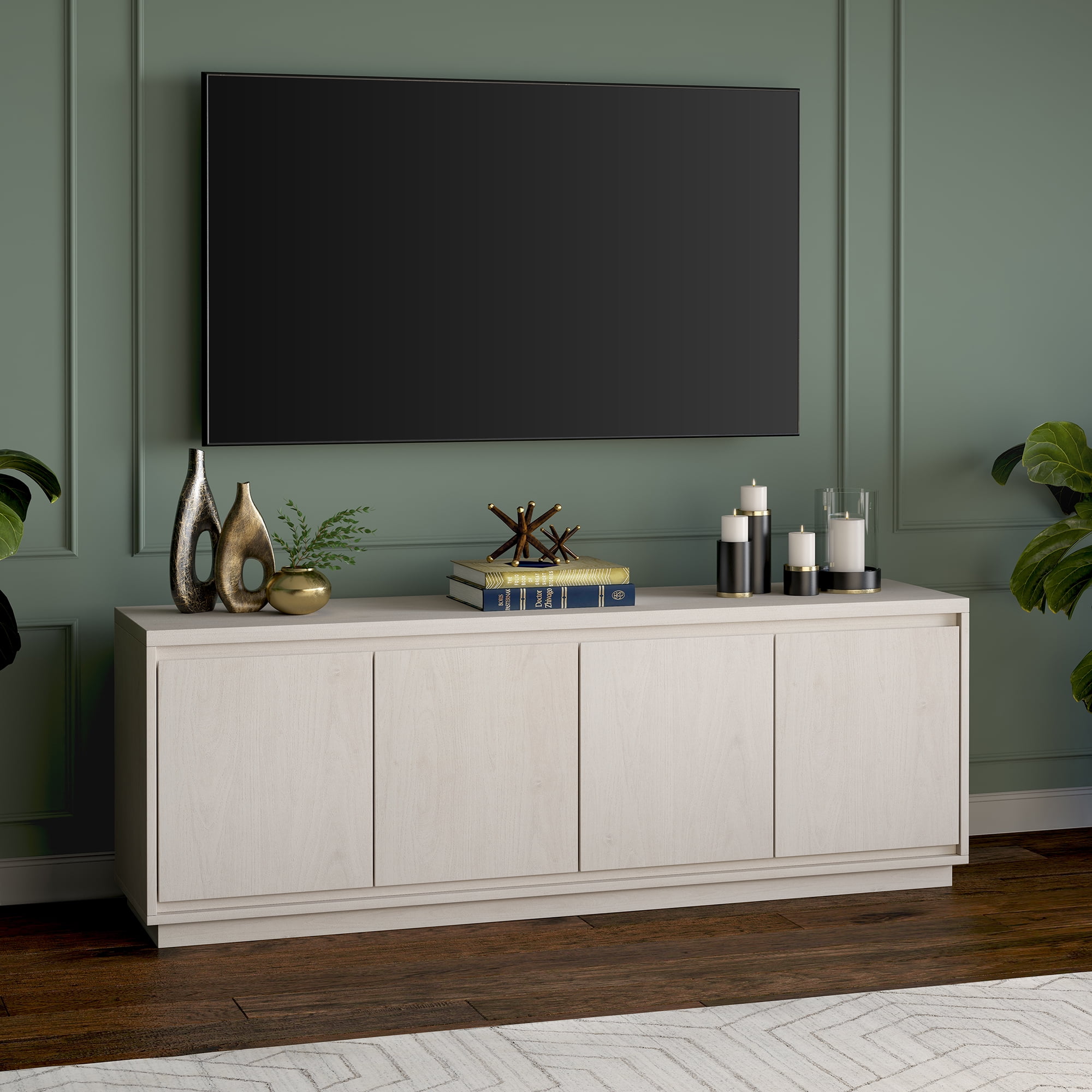 Evelyn&Zoe Presque Rectangular TV Stand for TV's up to 75", Alder White
