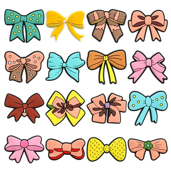 16PCS Bow Shoe Charms Cute Bow Charms for Clog Decoration Fun Shoe Accessories for Girls Boys Teens Kids Adults