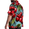 thumbnail image 3 of Cherry Men's Short Sleeve Button Down Casual Poplin Shirts for Summer Beach, Printed Design - Unisex, 3 of 6