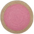 thumbnail image 3 of Safavieh Natural Fiber Round Collection NF801P Handmade Boho Braided Jute Area Rug, 5' x 5' Round, Pink, 3 of 4