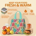 thumbnail image 5 of Pioneer Flower Floral Print Pattern Insulated Lunch Bag for Women & Adults,Large Portable Soft Cooler Lunch Bag,Thermal Food Storage Tote with Pearl Cotton,8.66L,8.75x5.75x9.5 Inch, 5 of 6