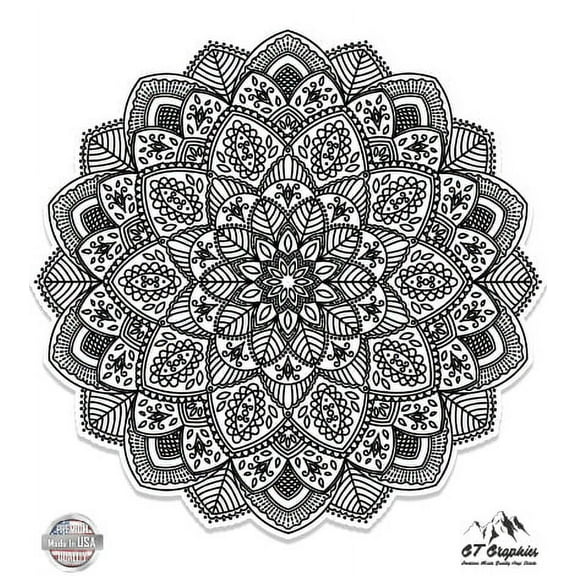 Detailed Mandala Beautiful Flower Design - 3" Vinyl Sticker - For Car Laptop I-Pad Phone Helmet Hard Hat - Waterproof Decal