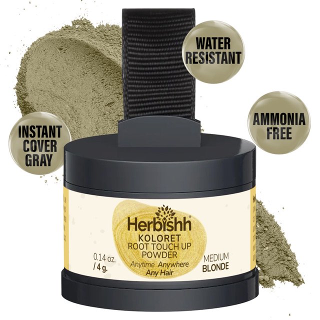 Koloret Root Touch Up Powder– Medium Blonde Powder for Women & Men, Instant Root Cover Up for Gray Coverage, Hairline Concealer for Thinning Hair & Bald Spots, Water-Resistant & Smudge-Proof, 4g