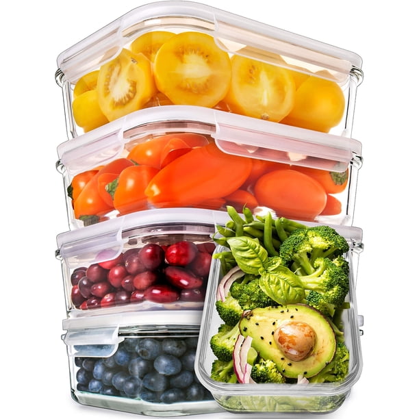 Recipientes de vidrio para preparación de comidas PrepNaturals, paquete de 5, 900 ml