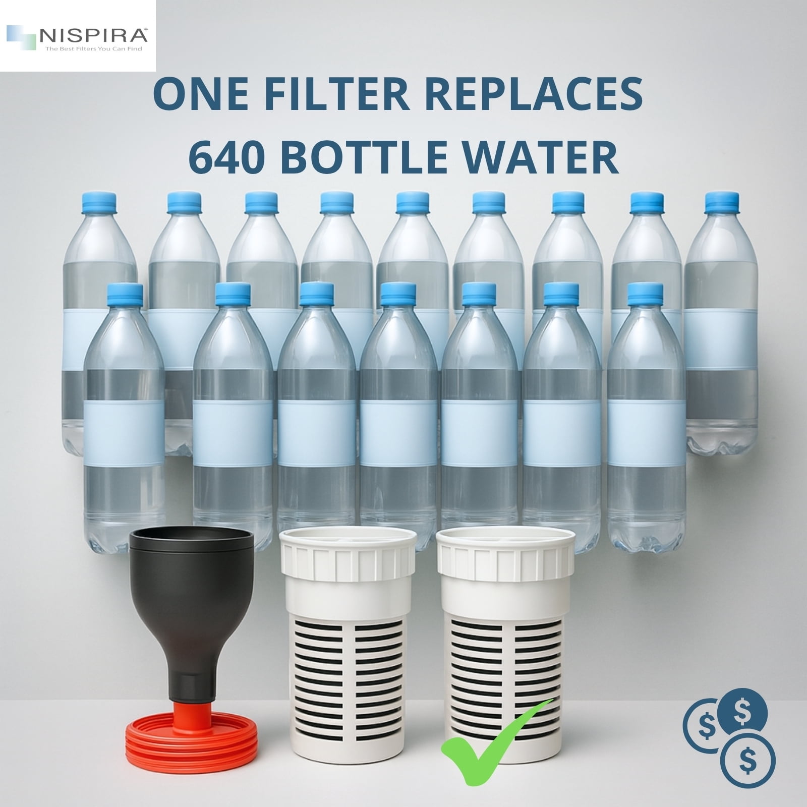 Nispira Regular Water Filter Replacement for Seychelle Gen 2 Dual pH2O Water Pitcher Removes Lead, Odor, Color, Reduce Chlorine, Water Hardness, 2 Set