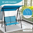 thumbnail image 2 of Gymax 2-Person Patio Swing Seat Swing Bench Canopy Swing Loveseat Outdoor Navy, 2 of 7