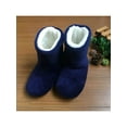thumbnail image 3 of Crocowalk Unisex Bootie Slippers Fuzzy Comfy Plush Memory Foam Booties Anti-Slip House Slipper Shoes Navy Blue US 8-8.5, 3 of 3