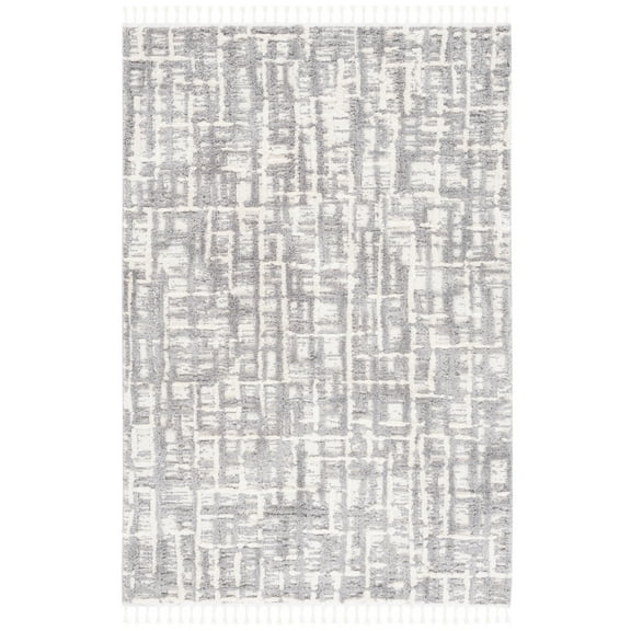 SAFAVIEH Marrakesh Ellery Geometric Polyester Area Rug, Ivory/Dark Grey, 8' x 10'