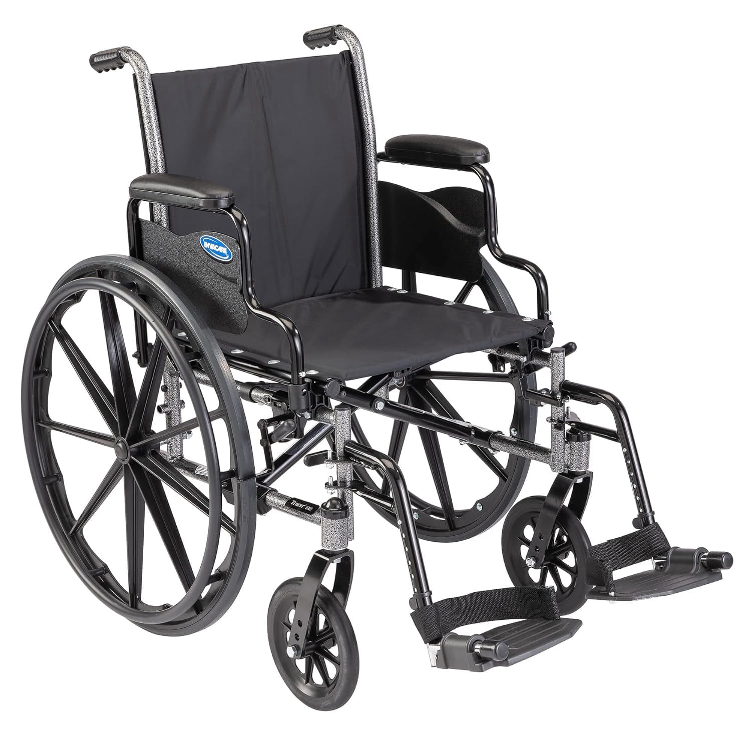 Invacare Tracer (SX5) Wheelchair with Desk Length Arms and Hemi Footrests with Heel Loops (16" Seat)
