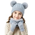 thumbnail image 5 of 3 Pcs Kids Winter Beanie Hat Scarf Gloves Set Boys Girls Knit Thick Warm Fleece Lined Sets for Outdoor Play Ski Wear Gray 2-10 Years, 5 of 5