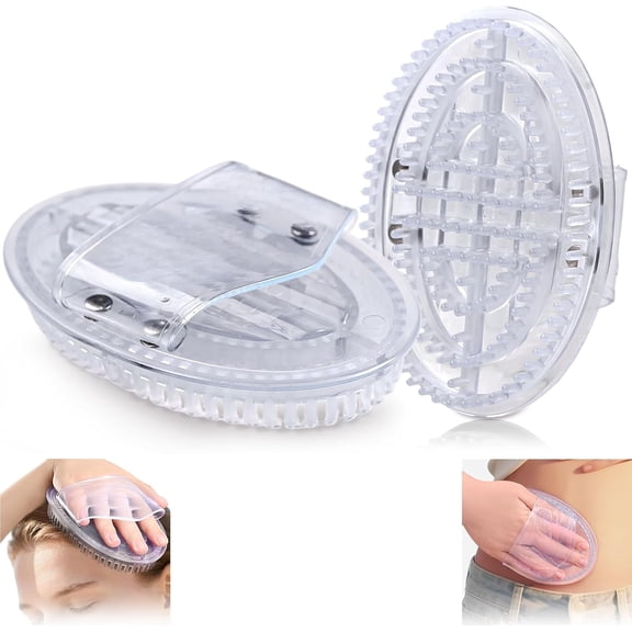 2 Pack Upgrade TPE Meridian Massage Brush, Full Body Acupoint Massager Glove for Belly, Scalp, Arms Legs, SPA Relaxation Massage Tool for Home & Beauty Salon (Clear)