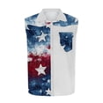 thumbnail image 5 of Xcmzpl 4th of July Button Down Shirts for Men Sleeveless American Flag Print Tank Tops Lapel Collar Casual Loose Patriotic Tanks Veats with Pocket, 5 of 6