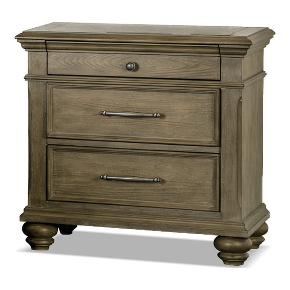 Furniture of America Ulyne Traditional 3-Drawer Adult Nightstand, Aged Oak