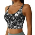 thumbnail image 2 of Fotbe Seamless Pattern With Skulls Sujetador Deportivo Largo sin Aros para Mujer con Almohadillas y Soporte Medio, Transpirable y Absorbente, Camiseta Tipo Chaleco o Tank Top-Small, 2 of 8