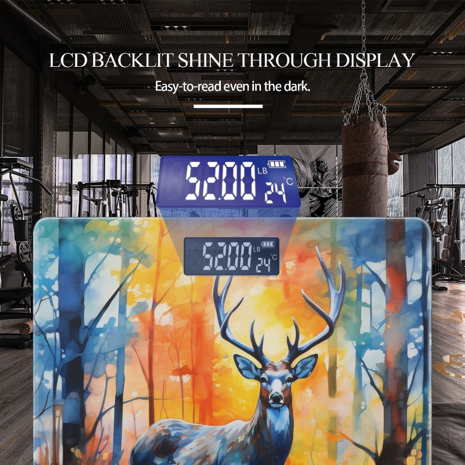Bathroom Scale, Highly Accurate Digital Body Scale,Precisely Measures Weight up to 400 lbs-Majestic Stag Standing In The Heart Of Enchanted Forest