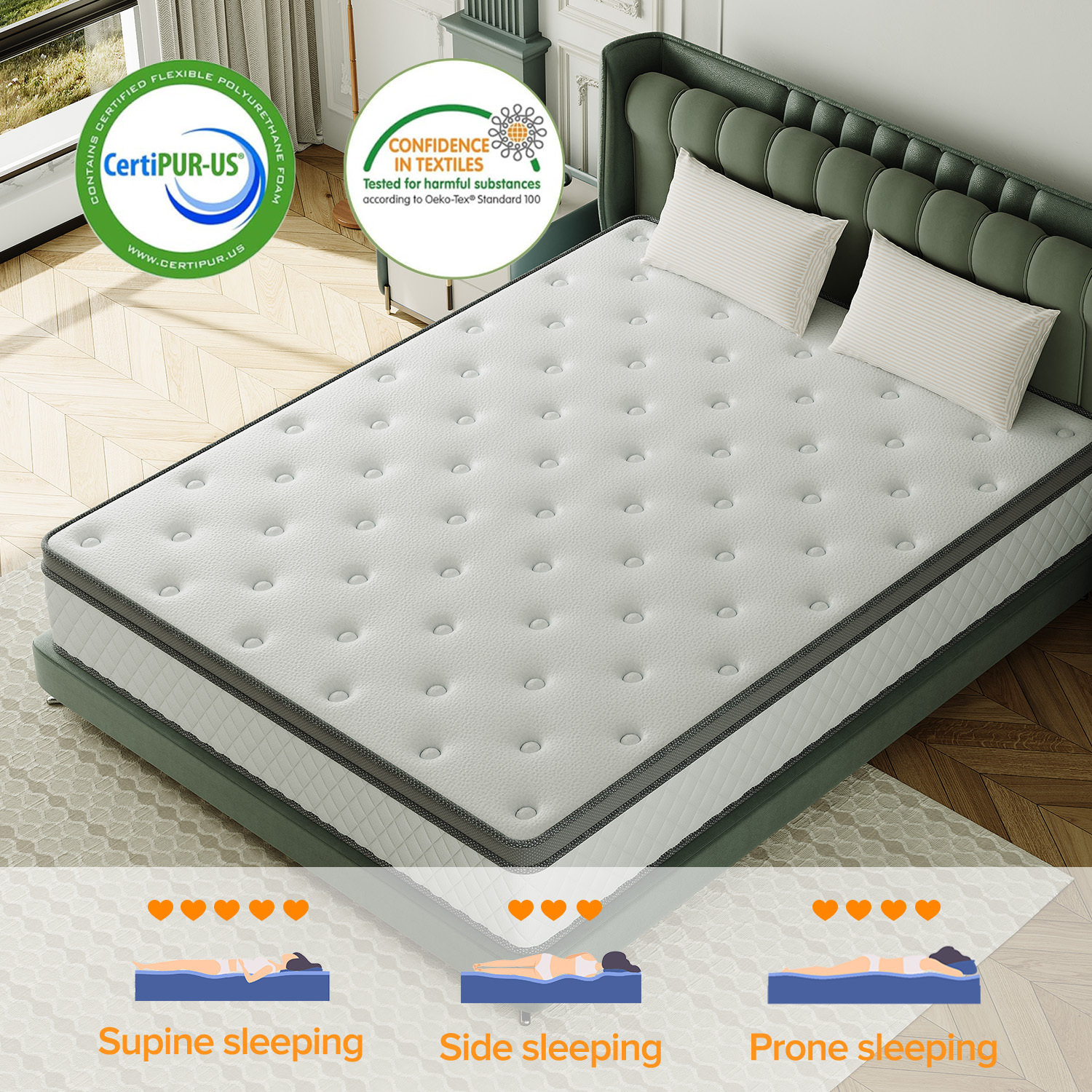 Babo Care King Mattress,12 Inch Medium Hybrid Mattress,Cooling Gel Memory Foam with Individually Pocket Springs,Mattress in box,CertiPUR-US