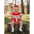 thumbnail image 5 of BemeyourBBs Mama's Besite Baby Girl Clothes Summer Smocked Bubble Romper Strawberry Outfit Short Sleeve Doll Collar Letter Embroidery Bodysuit Newborn Playsuit, 5 of 9