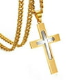 thumbnail image 3 of EOEMY Men Cross Pendant Necklace Stainless Steel Crucifix Curb Chain Gold Black Silver-Silver Gold-38Inch Or 96Cm, 3 of 5