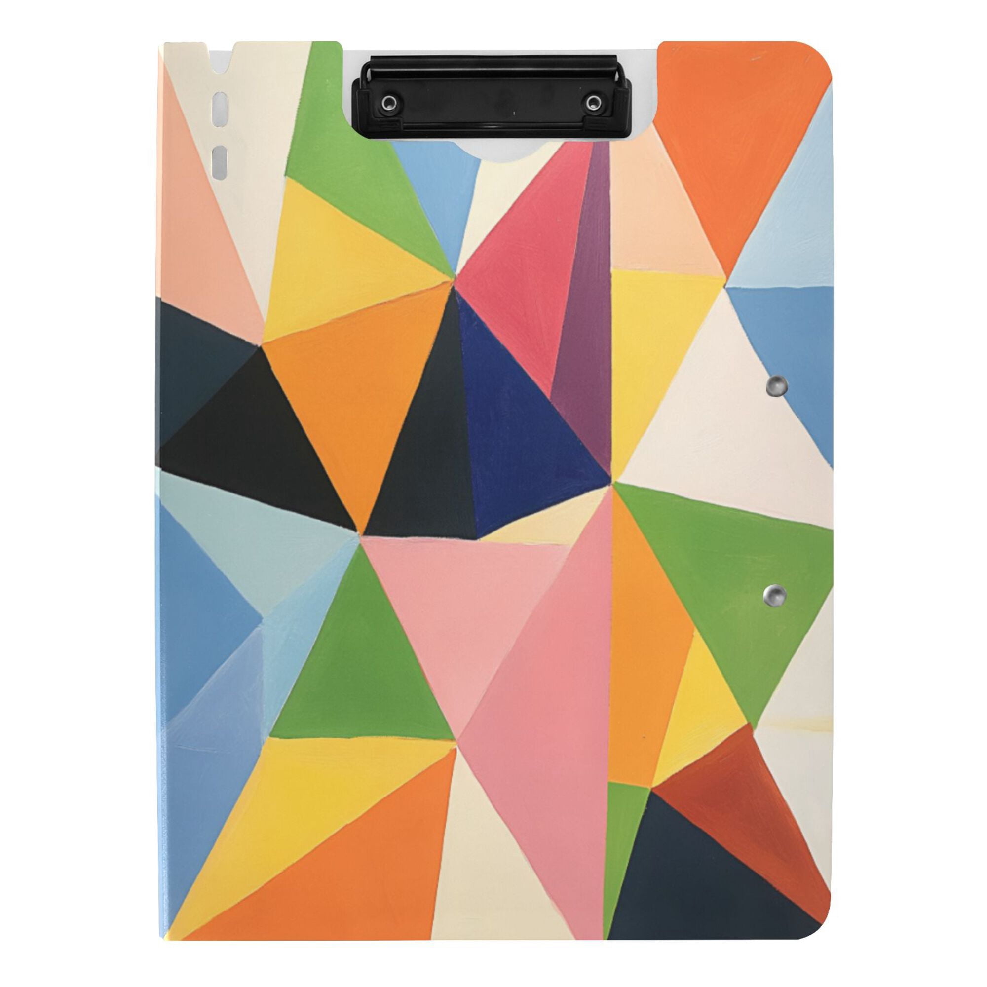 FORMRS A4 Clipboard Folder with Pen Holder Horizontal Foldable School Office Binder, Minimalist Triangles