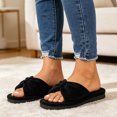 thumbnail image 6 of Knivor Open Toe Bow House Slippers for Women Soft Coral Fleece Non Slip Flat Indoor Slide Slippers for Bedroom Lounge, 6 of 9