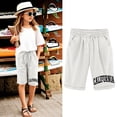 thumbnail image 2 of MuXiKeJi Clothes Girls School Uniform Bermuda Shorts Elastic High Waisted Straight Leg Midi Short Pants with Pockets, 2 of 4