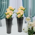 thumbnail image 4 of 12 Pcs Galvanized Metal Flower Buckets, 9 Inch Wedding Flower Display Bucket Modern Round Vases for Centerpieces Display, Decorative Metal Vases for Table Home Wedding Decorations (Black), 4 of 18