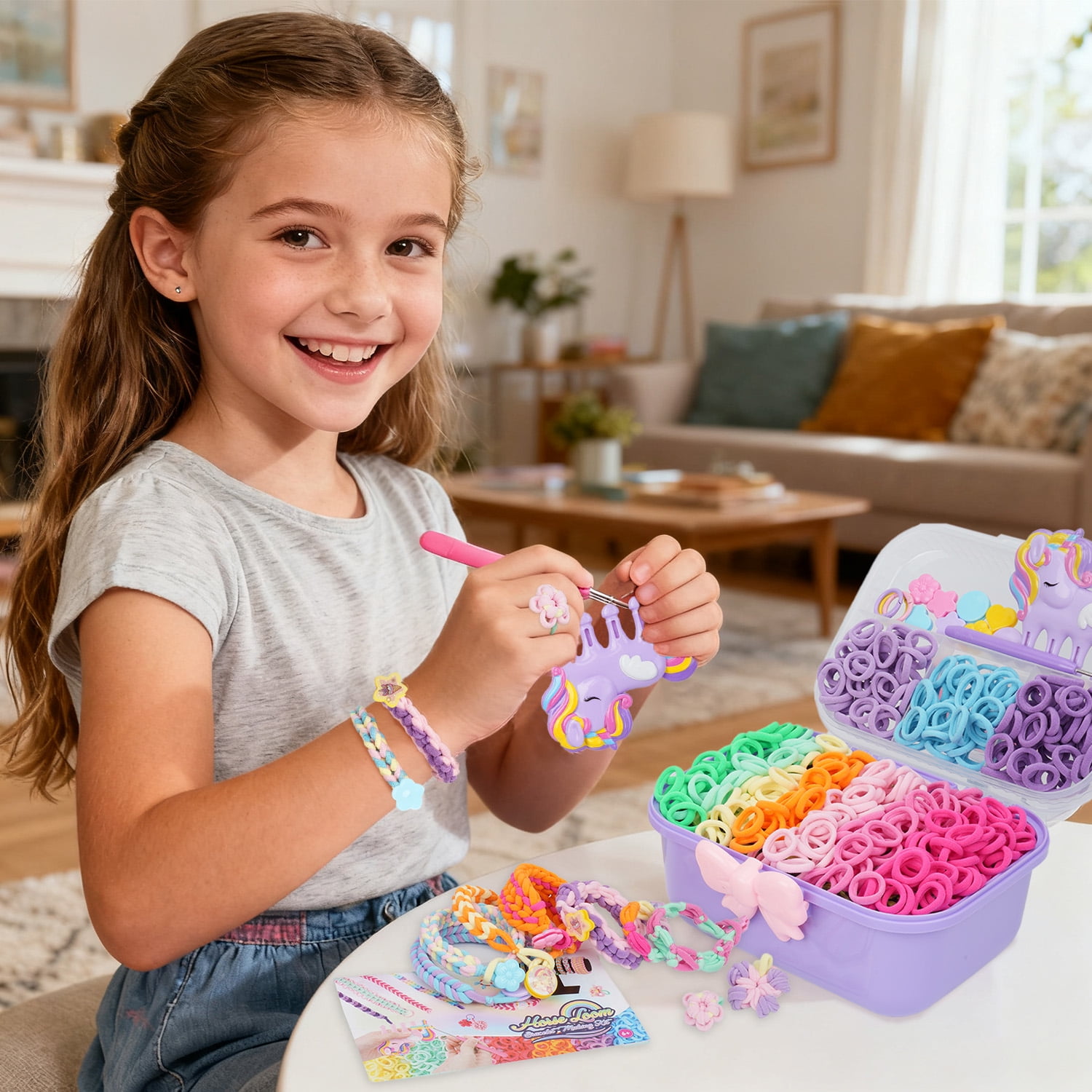 PayUSD Bracelet Making Kit Friendship Bracelet Kit Gifts for Girls 6-12 Birthday Ideal Gifts Ideas Bracelet DIY Kids Travel Activity Set, Purple