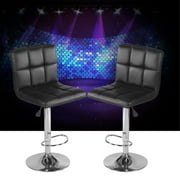 Set of 2 PU Leather Adjustable Bar Stool Counter Height Chair with Backrest