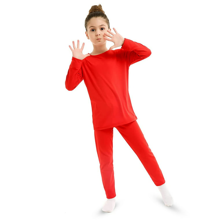 Elowel Thermal Underwear Set for Girls Kids Thermals Base Layer Medium Red  