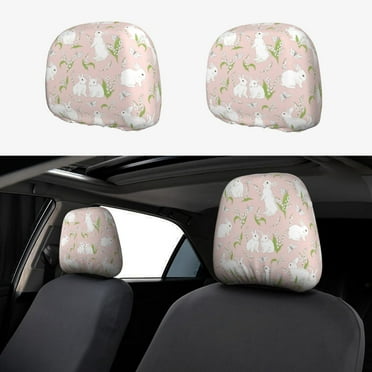 Headrest Covers for Cars Accessories Interior for Women Men 2Pcs - Cartoon Cute Rabbit Butterfly Head Rest Cover for Car Decorations, Car Headrest Cover for Car Decor Interior