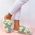 thumbnail image 4 of JUSLIO Womens House Slippers Fuzzy Plush Flat Sole Non Slip Indoor House Slippers Closed Toe Slide Slippers, 4 of 7