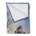 thumbnail image 2 of Coastal Soft Flannel Fleece Throw Blanket, Dawn Time Rising Sun at Seascape with Autumn Trees in Water Habitat Theme, Cozy Plush for Indoor and Outdoor Use, 60" x 80", Blue Yellow, by Ambesonne, 2 of 5
