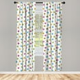 thumbnail image 3 of Ambesonne Funny Faces Curtains, Art Round Characters, Pair of 28"x84", Multicolor, 3 of 5