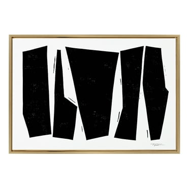Kate and Laurel Sylvie Colliding Shapes Framed Canvas Wall Art by Statement Goods 23x33 Gold Abstract Art for Wall