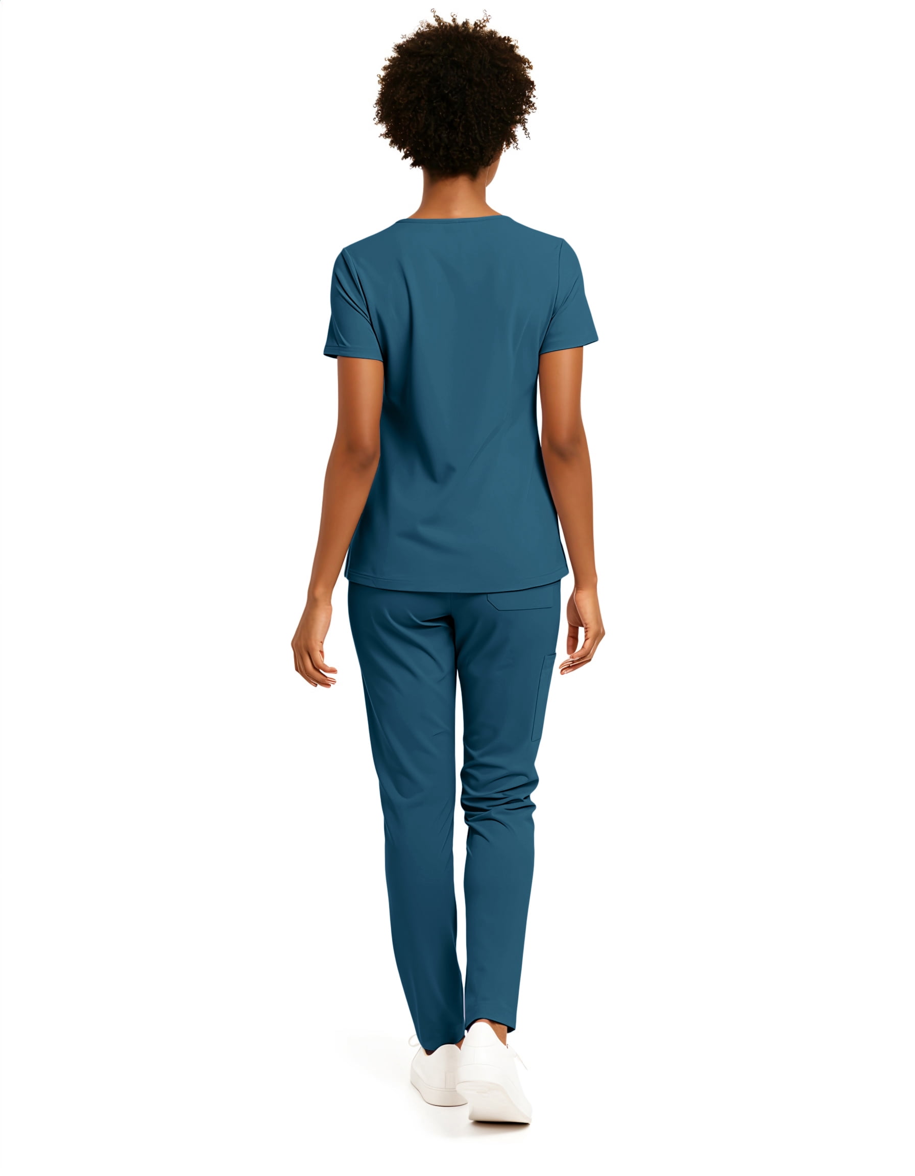 Hey Collection Women’s 5-Pocket Anti-Wrinkle Medical Scrub Set – V-Neck Top & Straight Leg Pants, Comfortable Flexible Nursing Uniforms