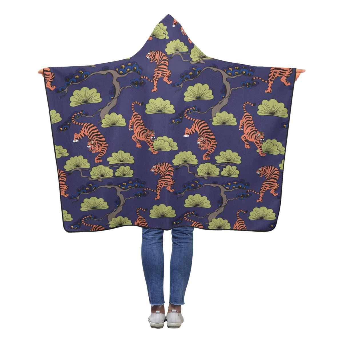 ASHLEIGH Tiger Pattern Wearable Hooded Blanket 50x60 inches Kids Girls