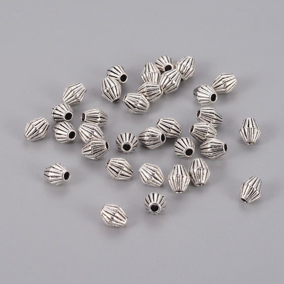 Tibetan Style Alloy Spacer Beads Lead Free & Cadmium Free Bicone Antique Silver about 6mm long 5mm wide hole: 1mm