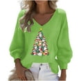 thumbnail image 2 of Craaazy Christmas Shirts for Women Fashion Clothing Christmas Printed 3/4 Sleeve V Neck Xmas Womens Tops Gifts, 2 of 3