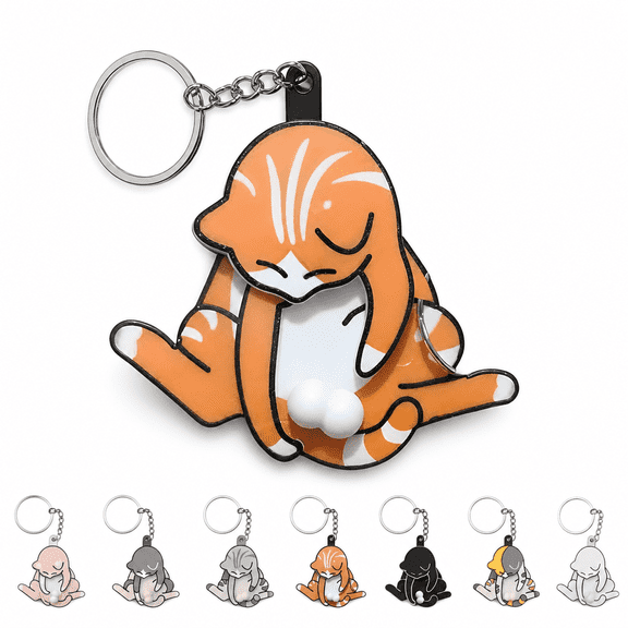 GARDVORA Fidget Cat Keychain, Mischief Cat Interactive Keychain, Hilarious Gift for Cats Lovers