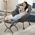 thumbnail image 4 of MoNiBloom Water-resistant Cotton Lazy Chair for Adults, Modern Upholstered Single Sofa with Ottoman, Removable Cover Accent Lounge Chair for Living Room, Lava Gray, 4 of 10