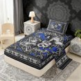 thumbnail image 3 of Erosebridal Hippie Snake Print Twin Sheet Sets, Bohemian Aztec Mandala Bedding, Black Gray Blue, 3pcs 1 Flat Sheet, 1 Fitted Sheet and 1 Pillowcase, 3 of 5