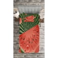 thumbnail image 3 of Ambesonne Summer Quilted Bedspread Set 2 Pcs, Watermelon Splashing Juice, Twin Size, Hunter Green and Dark Coral, 3 of 3