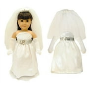 PINK BUTTERFLY CLOSET Doll Clothes - White Bridal Dress Outfit Fits American Girl & Other 18 Inch Dolls