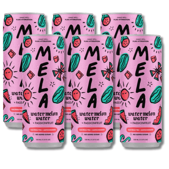 Mela Water Passionfruit Sparkling Flavored Water, 12oz Cans, 6-Pack