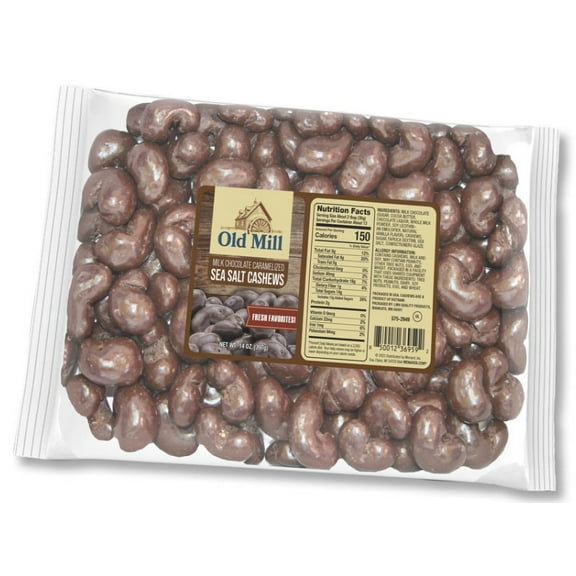 Old Mill Milk Chocolate Covered Caramelized Sea Salt Cashews Candy, 14  oz Bag