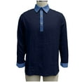 thumbnail image 6 of Mifsaly Henley Shirts for Men Long Sleeve Collared Shirt Patchwork Button Closure Linen Tops Loose Fit Summer Work Blouses S, 6 of 6