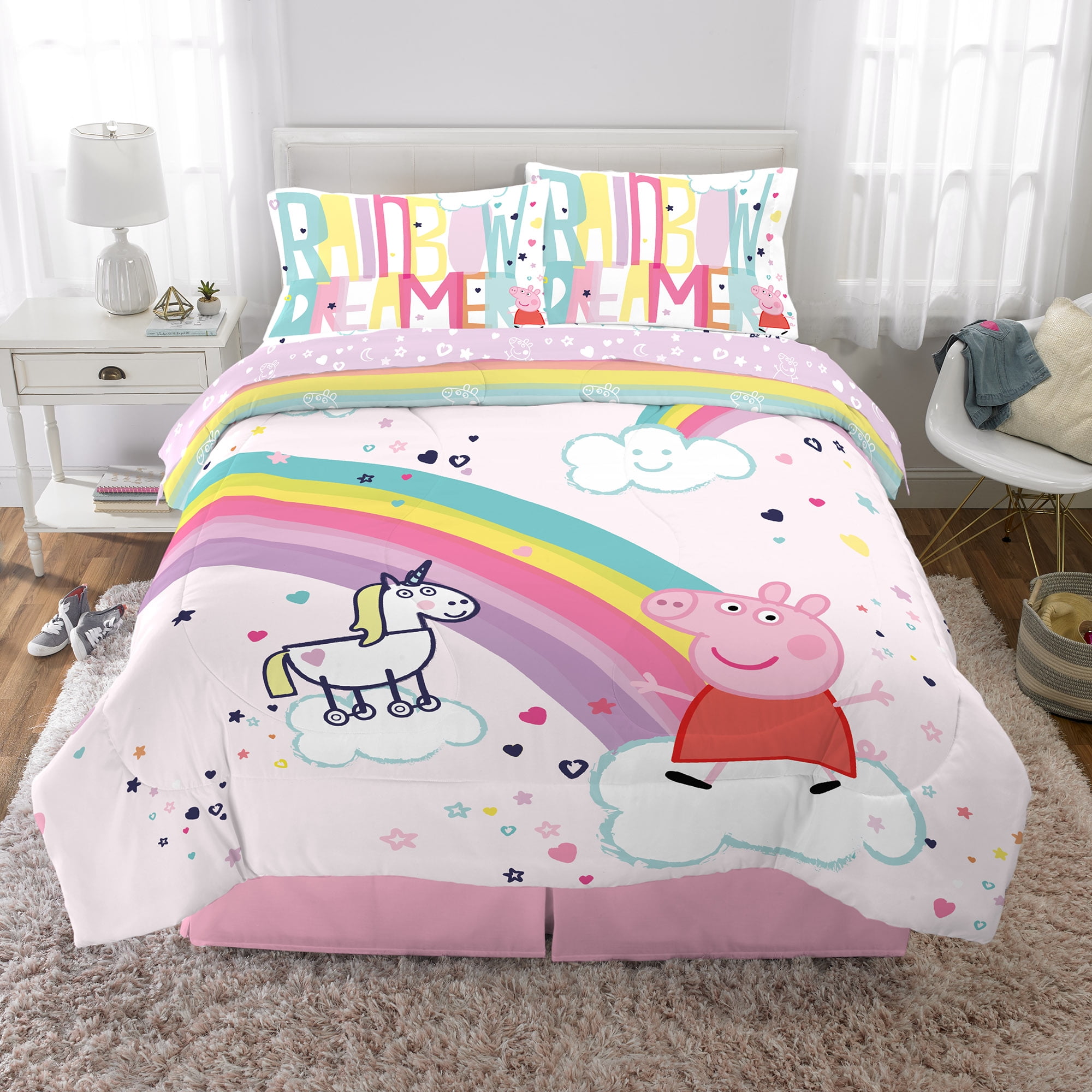 Peppa Pig Rainbow Unicorn Kids Bed In A Bag Bedding Set Walmart