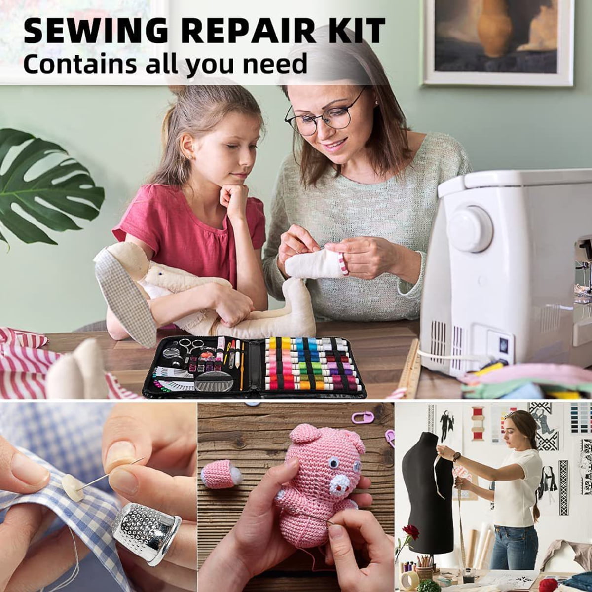 Byseng Portable Sewing Kit for Adults – 229 PCS Sewing Repair Kit with Needle, Thread, Scissors & Accessories – Emergency Travel Sewing Kit for Home, Car, Beginners & Clothing Repair