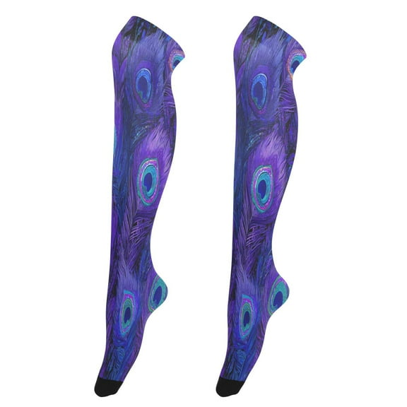 Sexy Thigh High Stockings - Silky Smooth & Stay-Up Design for Legs That Slay Peacock Feathers