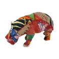 thumbnail image 2 of Zeckos Vintage Sari Fabric Decorated Paper Mache Hippo Sculpture 6 in., 2 of 3